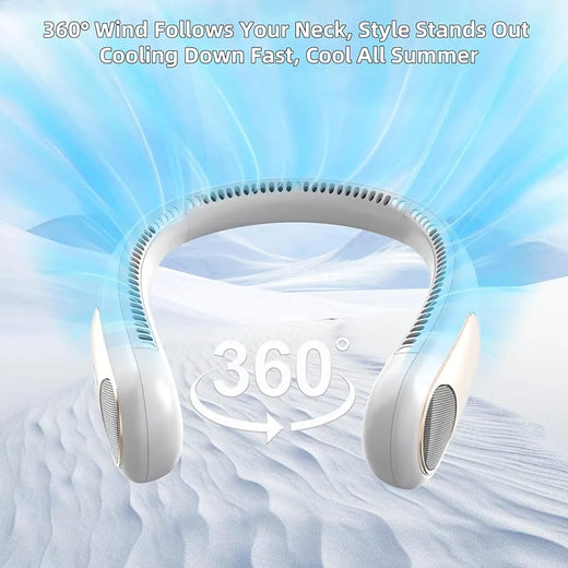 Portable Personal Neck Fan – Wearable Bladeless Cooling Fan, 360° All-Around Airflow, 3-Speed Adjustment USB Rechargeable for Outdoor & Indoor Use