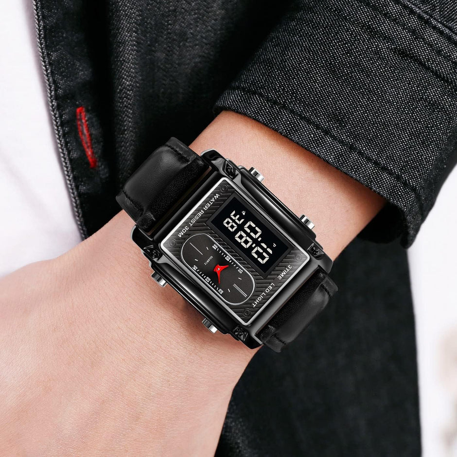 Original Skmei 1868 Boys New Style Design Famous Watch Digital Analog Mens Wrist Watches for Men Luxury Watch - Without Box - Black With Golden Case