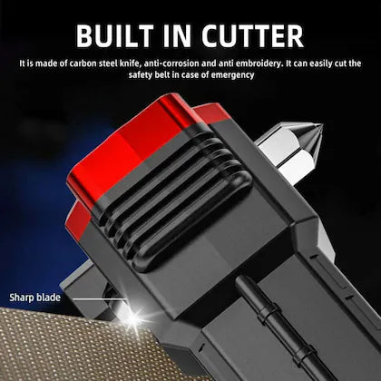 Side Flood Light Long Distance Beam Range Car Rescue Torch with Hammer Window Glass and Seat Belt Cutter